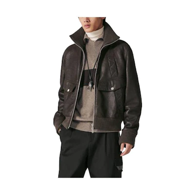 Hermes High-Neck Zipper Jacket Coffee Brown Long-Sleeve Outerwear H363520HF4T