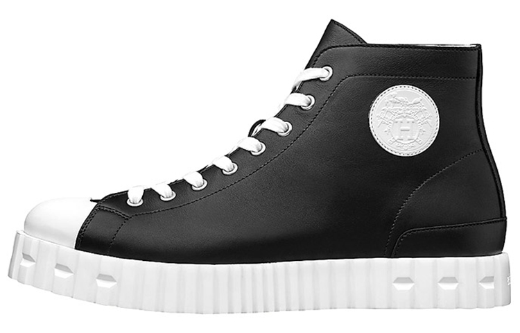 Buy エルメス クラシック黒カーフスキン ハイカットスニーカー H211942Z-H02