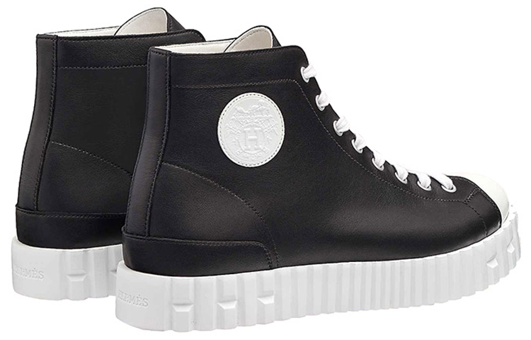 Lookbook エルメス クラシック黒カーフスキン ハイカットスニーカー H211942Z-H02