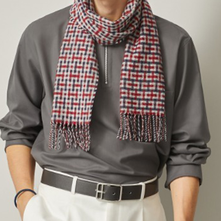 HERMES Himalaya Tri-Color Scarf Men Yellow/Red/Grey H393772T-02 圖 3