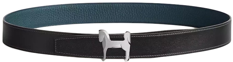 HERMES Horse Buckle Black Leather Belt for Men - 3.2CM Wide H081753CIJ3-H073967CAAD090 HERMES Horse Buckle Black Leather Belt for Men - 3.2CM Wide H081753CIJ3-H073967CAAD090