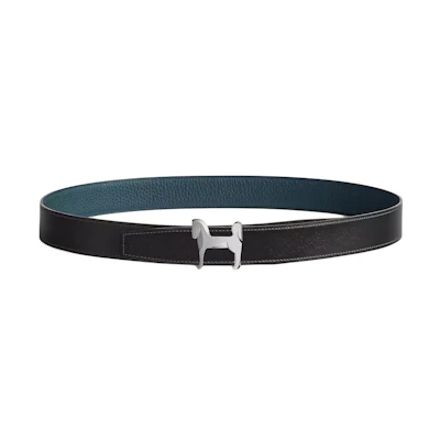 HERMES Horse Buckle Black Leather Belt for Men - 3.2CM Wide H081753CIJ3-H073967CAAD090