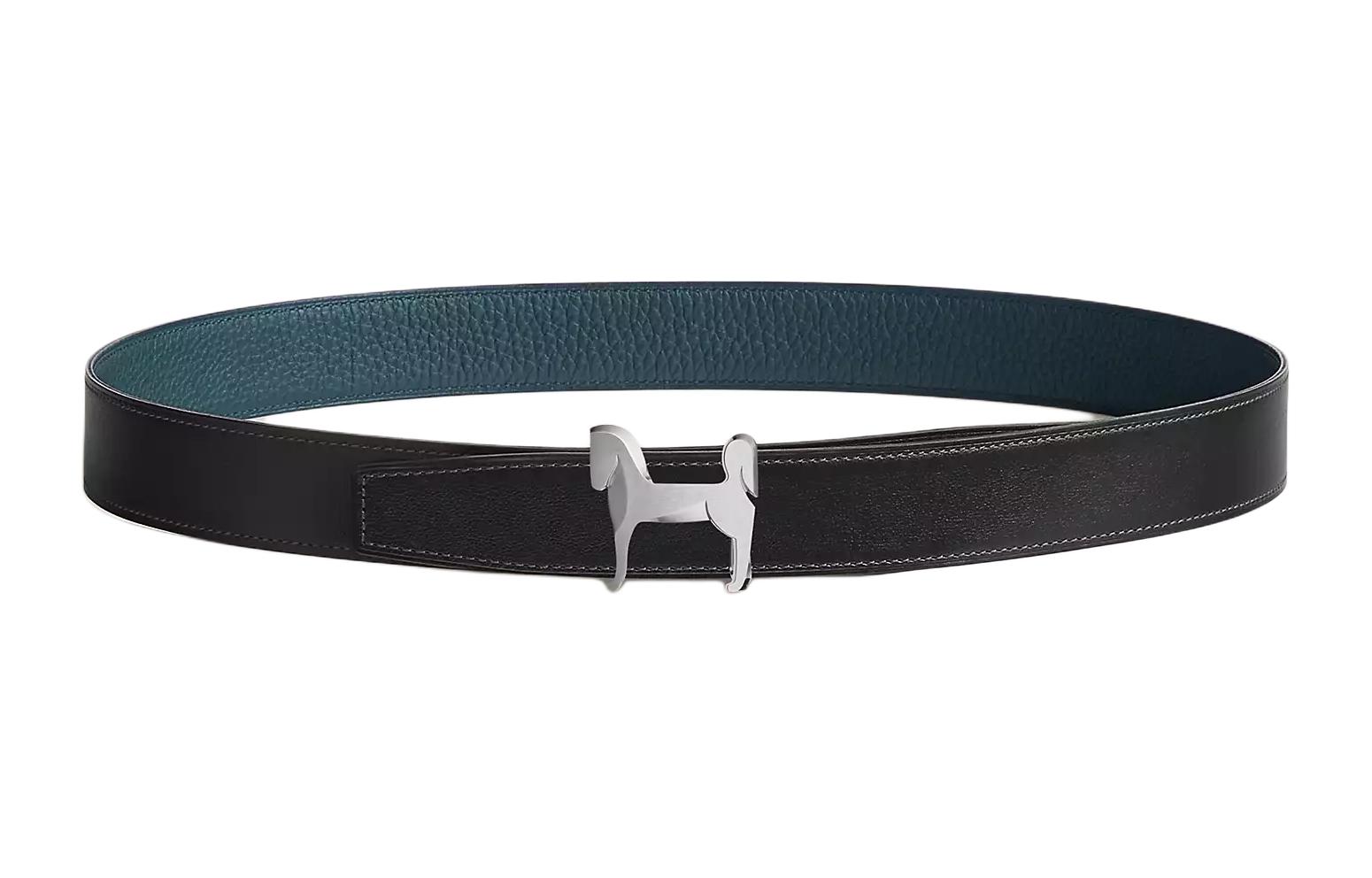 Order HERMES Tali Pinggang Kulit Hitam Lelaki - Gesper Kuda, Lebar 3.2CM H081753CIJ3-H073967CAAD090