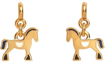 HERMES Horse Design Gold Plated Metal Earrings Unisex Couple Style Gold. H100008F AF HERMES Horse Design Gold Plated Metal Earrings Unisex Couple Style Gold. H100008F AF