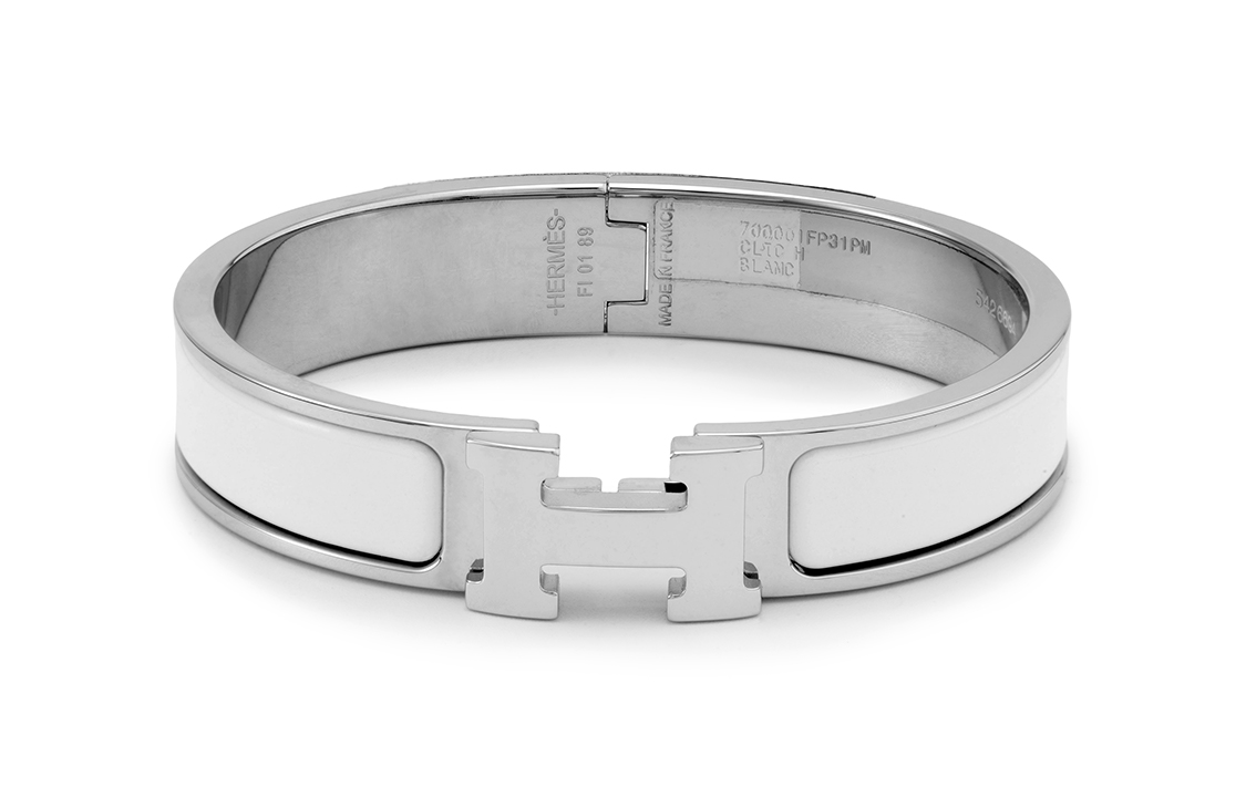 Order HERMES Ikonik Gelang Logam H Unisex Putih Perak H700001FP31PM