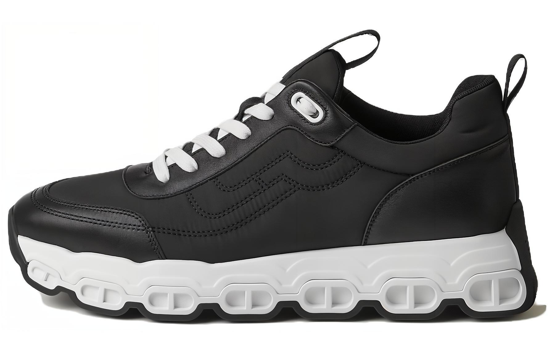 HERMES Impulse Black Calfskin Low-Top Casual Lace-Up Sneakers. H241903Z H02