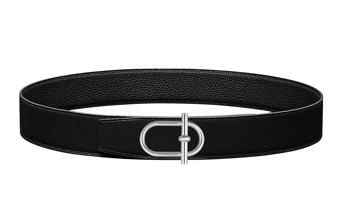 HERMES Ithaque  Black Togo Leather Reversible Belt Silver Buckle 3.8cm Wide H081758CK05 H075387CAAF080 圖 2