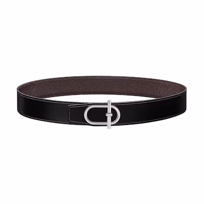 HERMES Ithaque Togo Leather Reversible Belt Black/Chocolate 3.8cm H081758CK05-H077971CAAB105