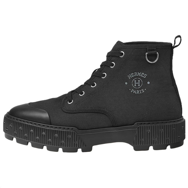 HERMES Itineraire Calfskin Round-Toe Thick Sole Boots 3cm Black H241945Z H02
