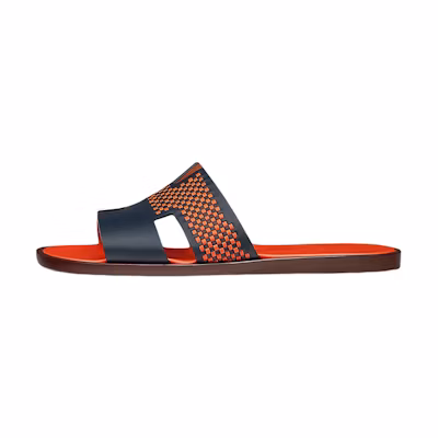 HERMES Izmir Sandal 'Blue Orange Woven Calfskin'