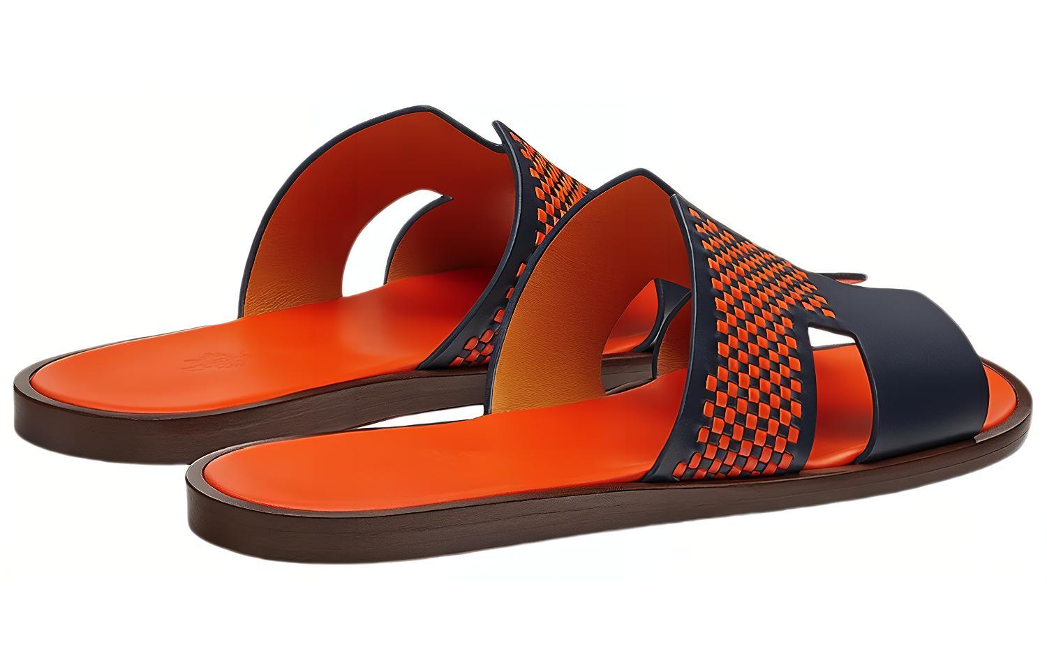Lookbook HERMES Izmir Sandal 'Blue Orange Woven Calfskin' H212881Z-HH8