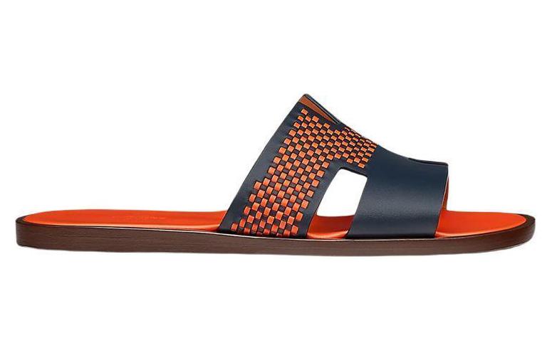 Shop HERMES Izmir Sandal 'Blue Orange Woven Calfskin' H212881Z-HH8