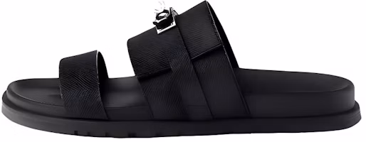 HERMES Jackson Black Calfskin Open-Toe Slides H242949Z H03 HERMES Jackson Black Calfskin Open-Toe Slides H242949Z H03