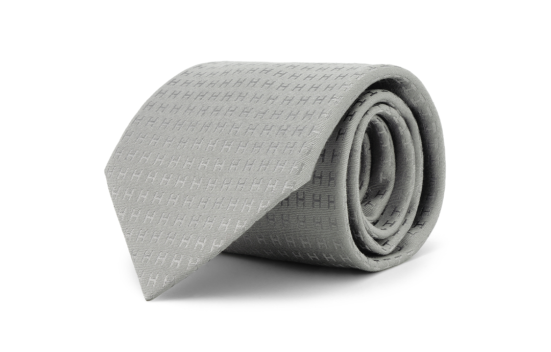 HERMES Jacquard "H" Pattern Grey Silk Tie H030189T-60 圖 3