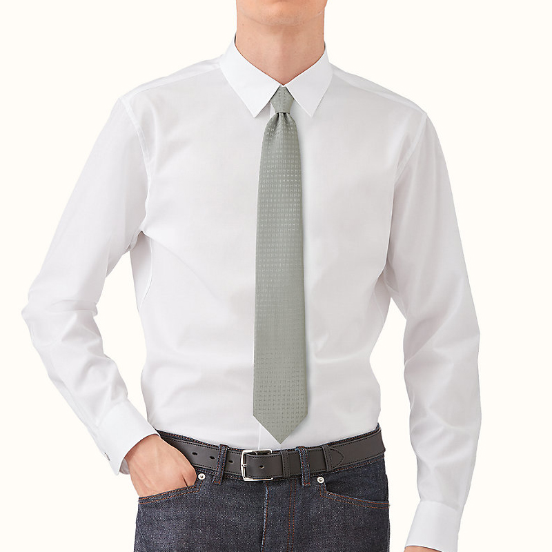 HERMES Jacquard "H" Pattern Grey Silk Tie H030189T-60 圖 4