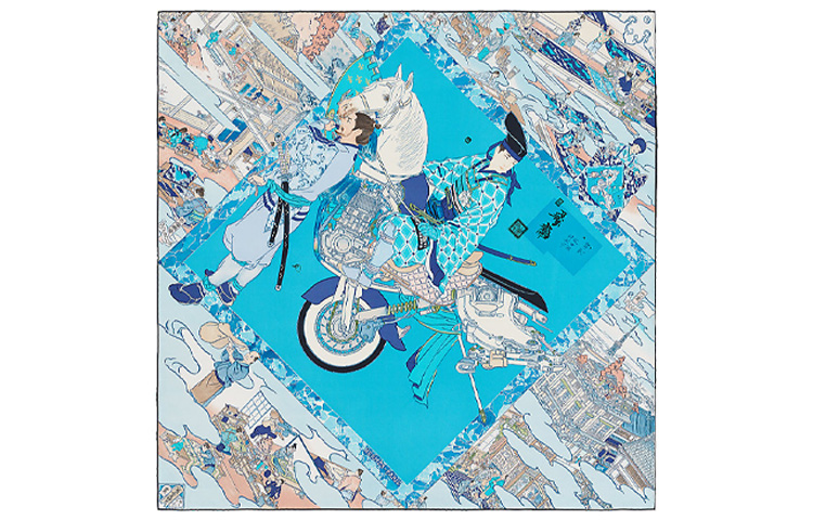 HERMES Japanese Artisan Blue Silk Scarf H003335S-11 圖 2