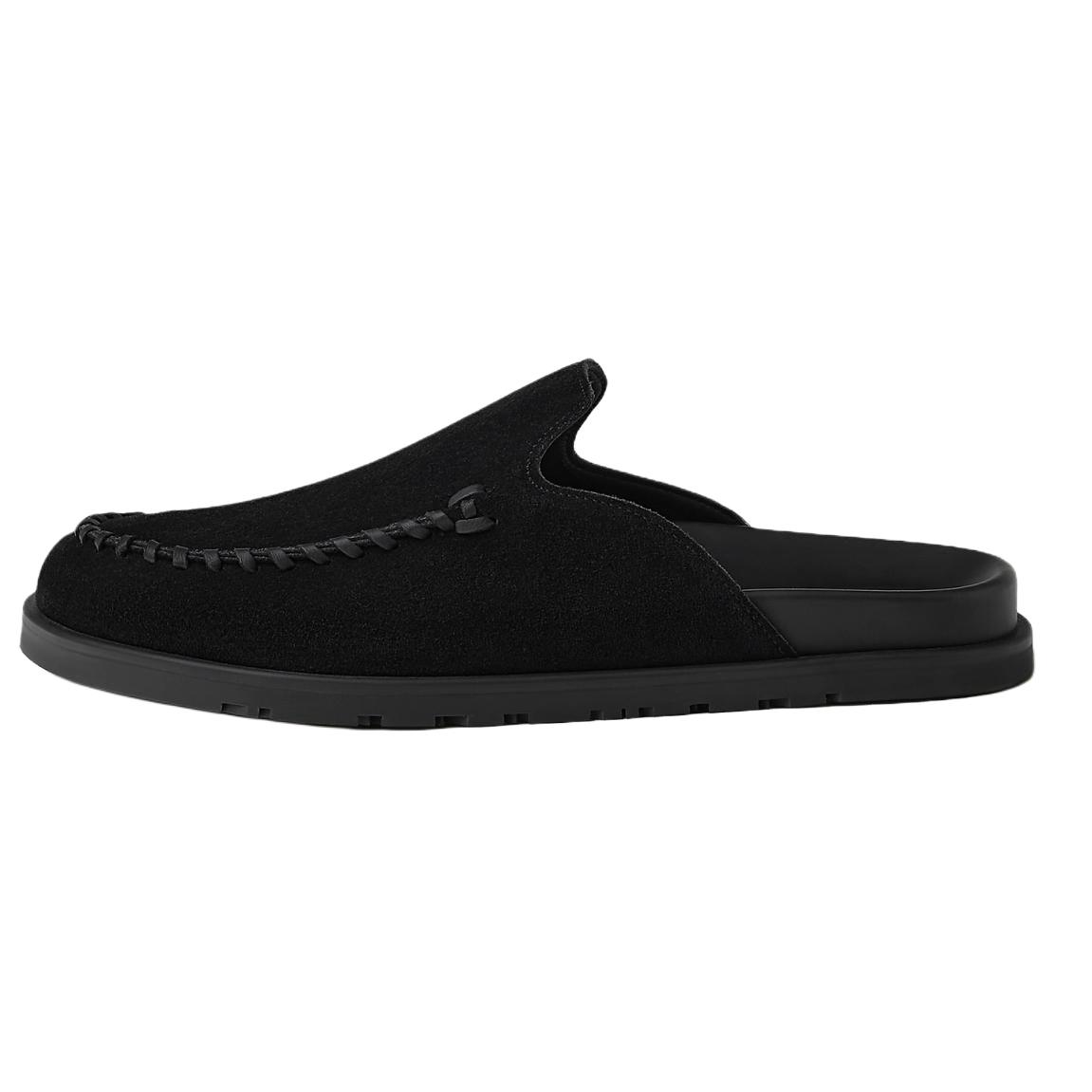 HERMES Johan Suede Slip-On Clog Black H242985Z H01