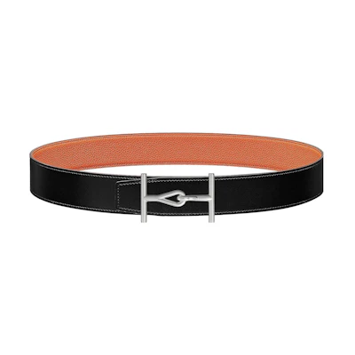 HERMES Jumbo Black Leather Belt with Smooth Buckle 3.8cm Width H010411CJJ4-H077971CAAH090