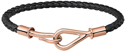 HERMES Jumbo Black Calfskin/Rose Gold Bracelet Unisex Couple Design. H071682FO89 HERMES Jumbo Black Calfskin/Rose Gold Bracelet Unisex Couple Design. H071682FO89
