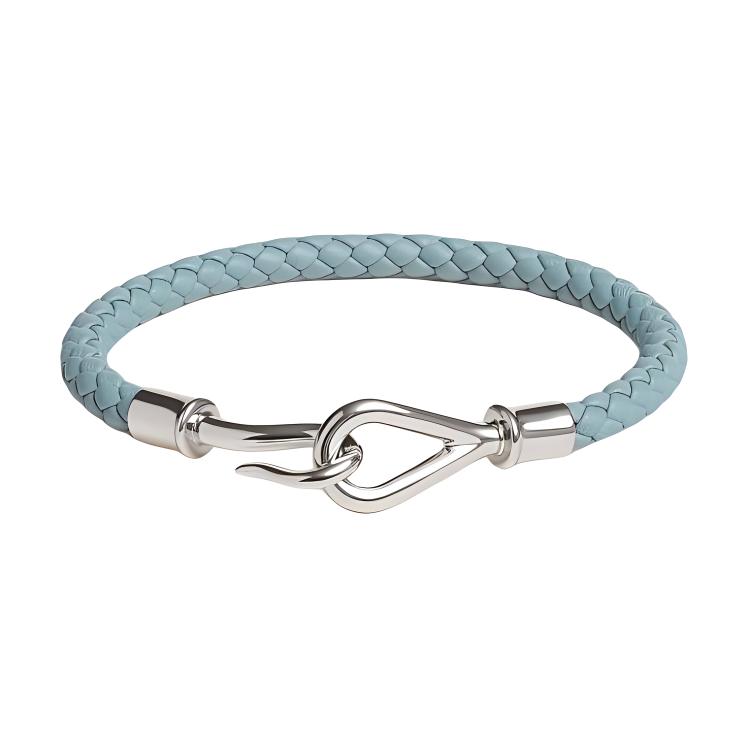 HERMES Jumbo Blue Leather Bracelet Unisex Couple Design H077241FPJ7T3