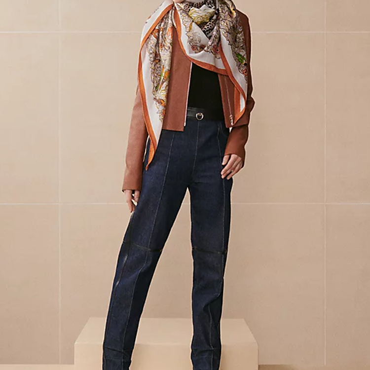 HERMES Jungle Love Handrolled Cashmere Scarf Orange Unisex Couple Style. H361876S 01 圖 3