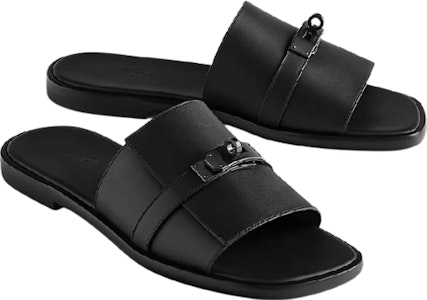 HERMES愛馬仕 Kelly 小牛皮 平底 時尚涼拖 男款 黑色 Shop HERMES愛馬仕 Kelly 小牛皮 平底 時尚涼拖 男款 黑色