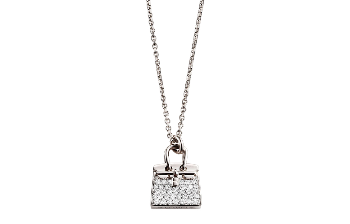 HERMES Kelly Amulette Minimalist Necklace Platinum Unisex Couples Accessory H121315B-00