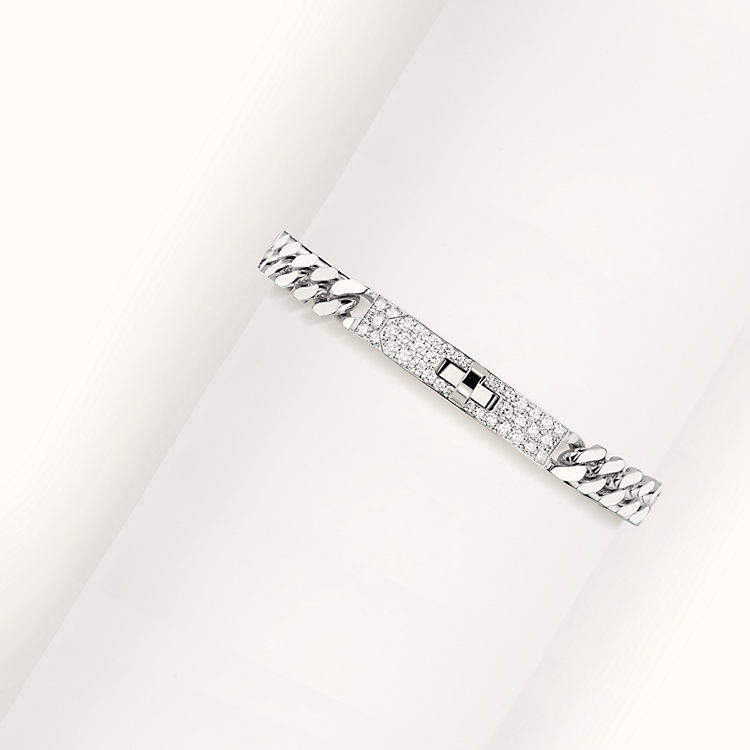 Lookbook 爱马仕凯莉手链 18K白金钻石古巴链 情侣款式 男女通用 H221410B-00