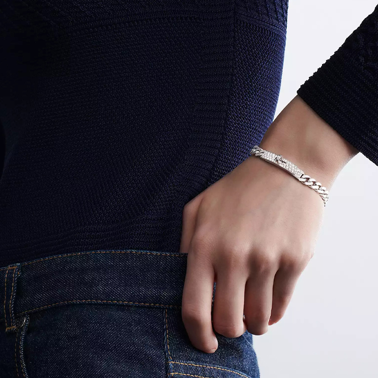 Shop 爱马仕凯莉手链 18K白金钻石古巴链 情侣款式 男女通用 H221410B-00