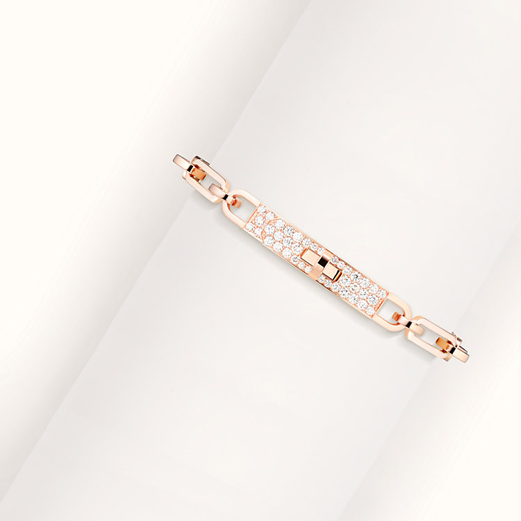 HERMES Kelly Chaine Bracelet Small 18K Rose Gold Full Diamond Unisex Jewelry H221411B-00 圖 3