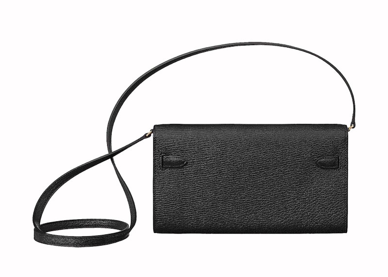 Order Hermès Kelly Classique To Go钱包 Chèvre Mysore黑色镀金配件