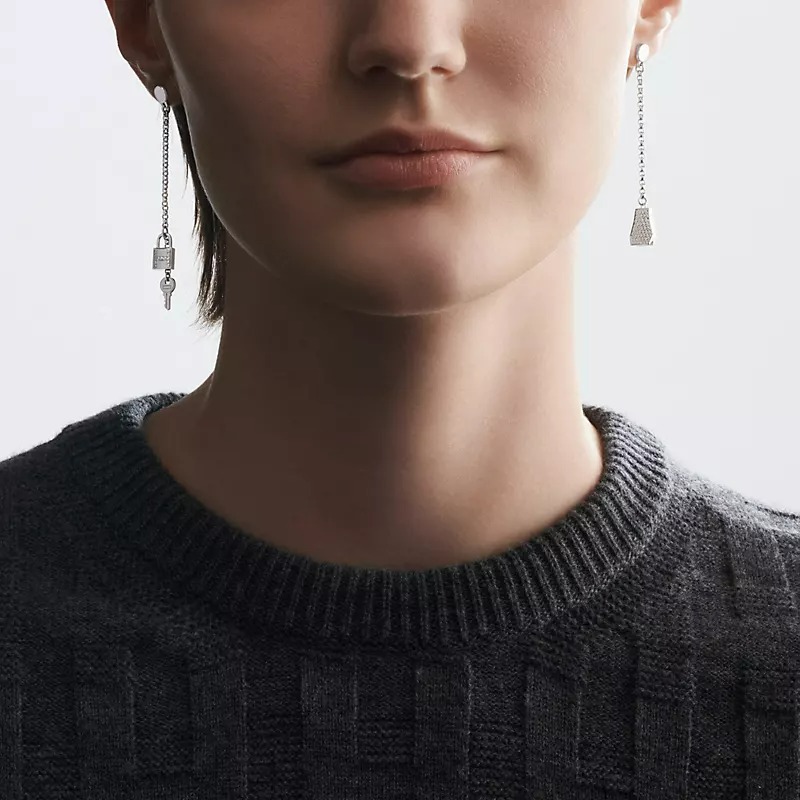 Lookbook エルメス ケリー クローシェ 18K ローズゴールド ダイヤモンド ピアス ホワイトゴールド H221513B-00