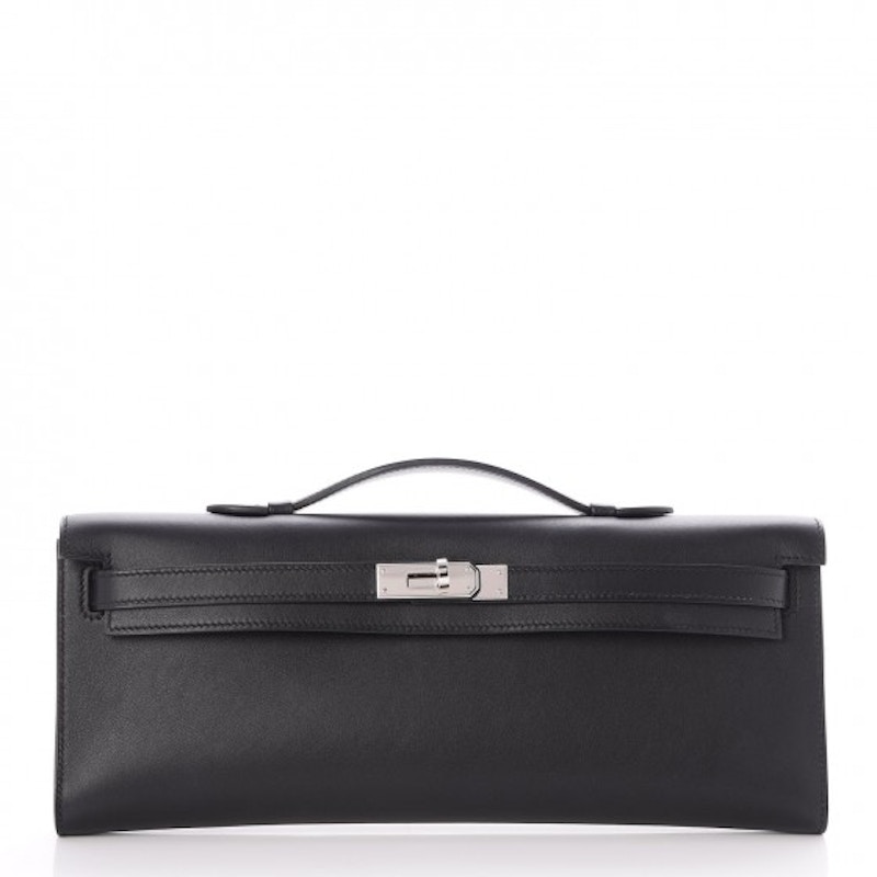 Hermes Kelly Cut Pochette Swift Palladium Black