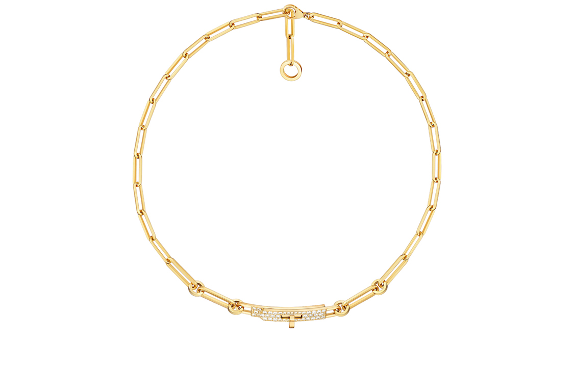 HERMES Kelly Diamond Necklace Unisex Gold Chain Luxury Couple Jewelry H218273B-00