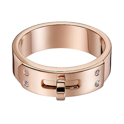 HERMES Kelly Diamond Rose Gold Ring Unisex Couples Ring H109041B-000