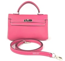 Hermes Kelly Epsom Palladium Micro 15 Rose Tyrien Hermes Kelly Epsom Palladium Micro 15 Rose Tyrien