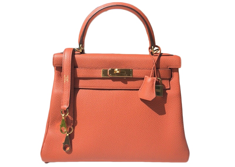 Hermes Kelly Feu Gold-tone 28 Fire Orange
