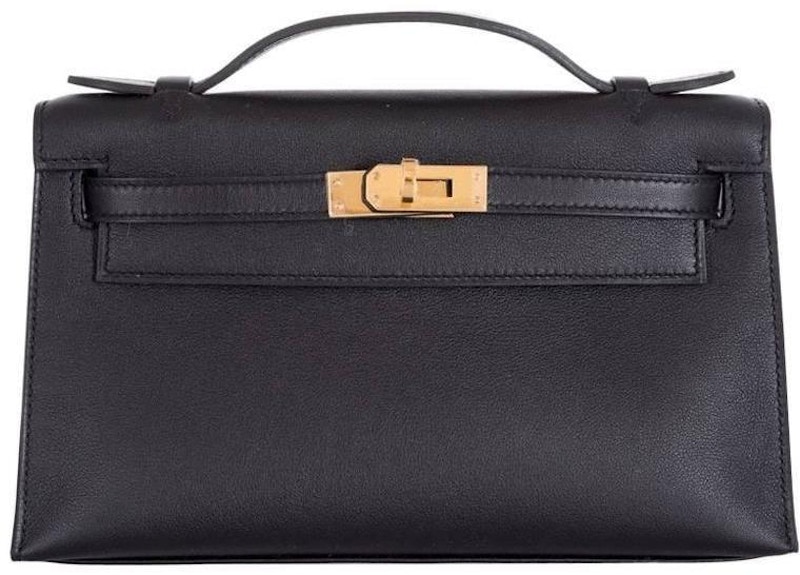 Hermes Kelly Pochette Swift Gold-tone Noir