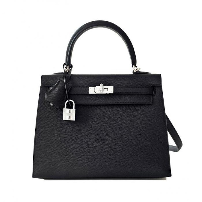 Hermes Kelly Sellier Epsom Palladium 25 Noir