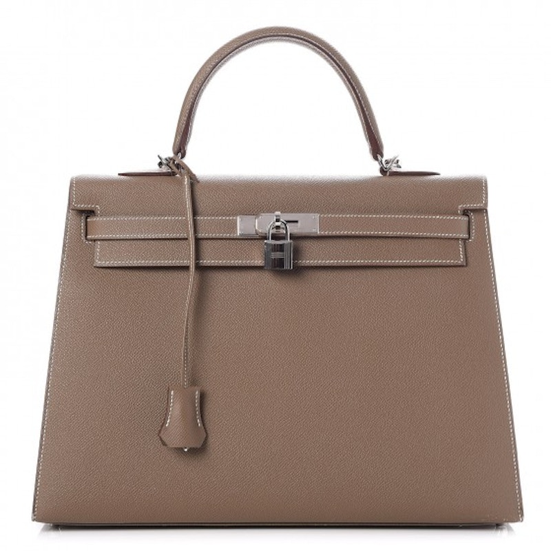 Hermes Kelly Sellier Epsom Palladium 35 Etoupe