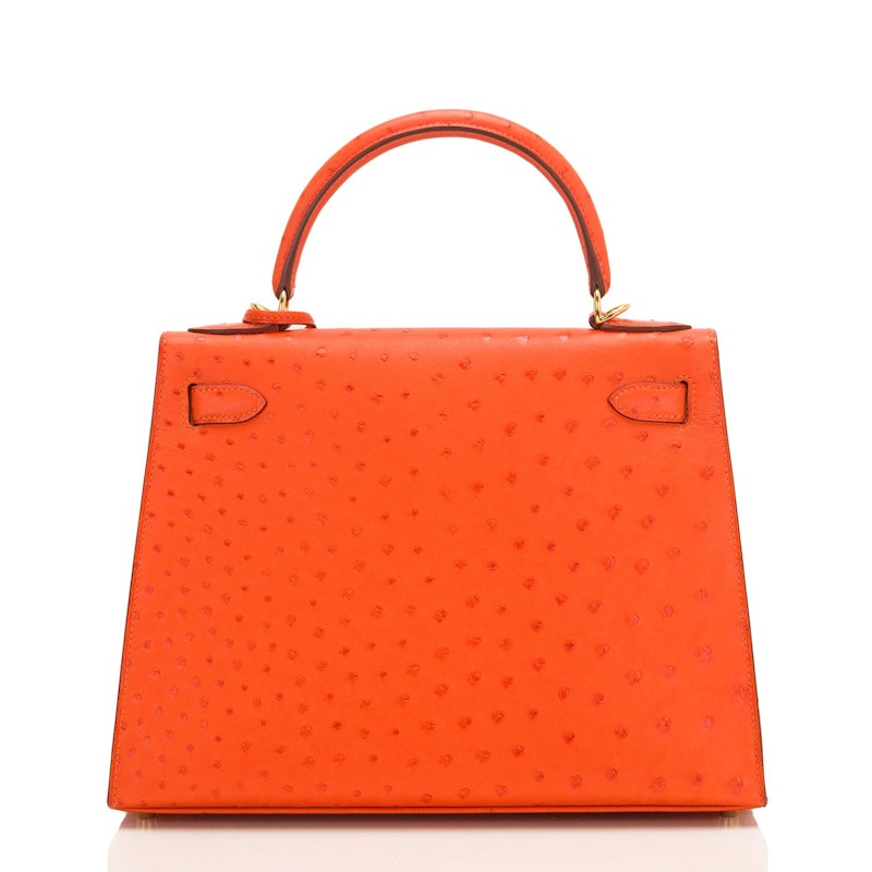 Order Hermes Kelly Sellier Avestruz 28 Naranja Mandarina