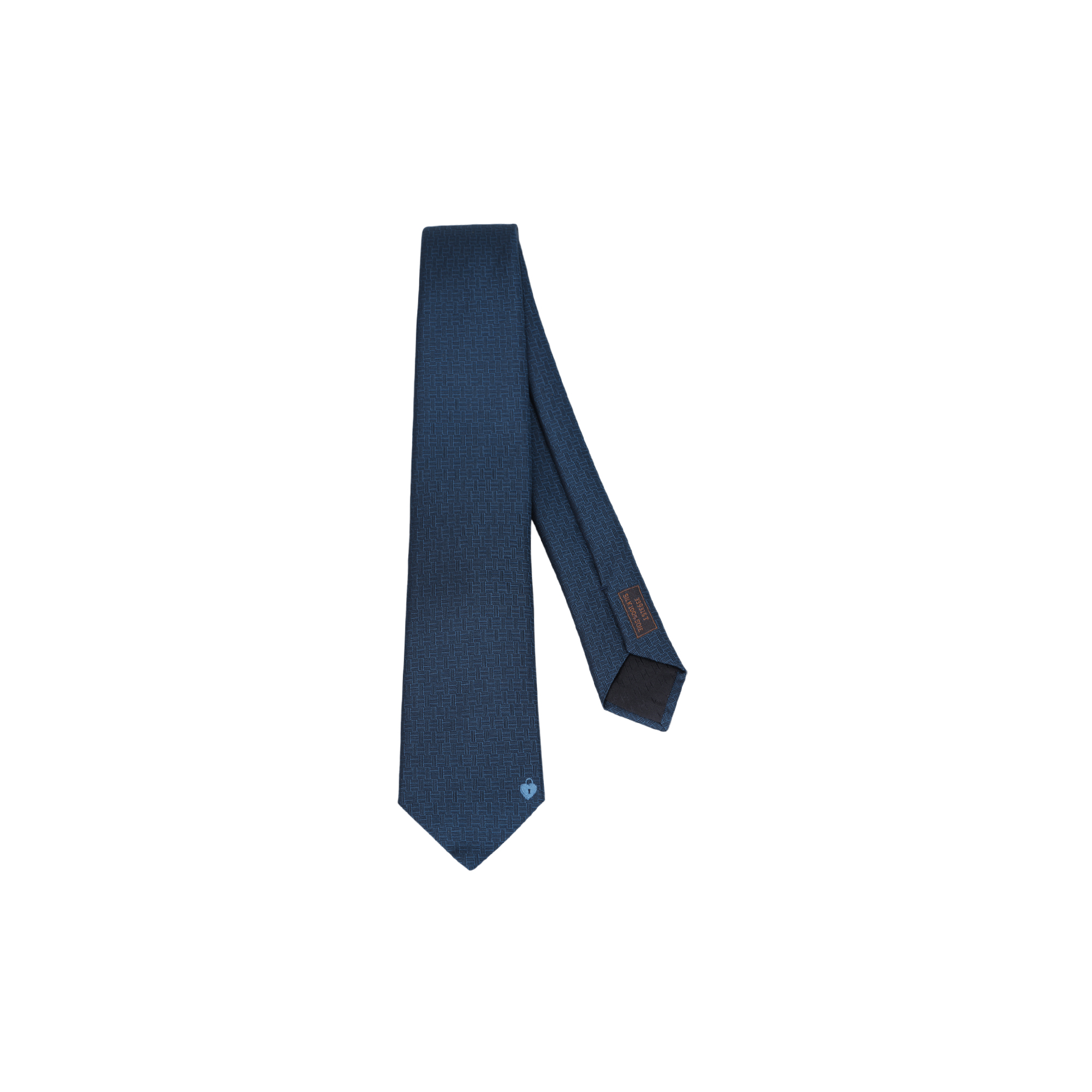 HERMES Key to Happiness Silk Tie for Men - Lock & Key Design in Dark Blue. H339315T-01