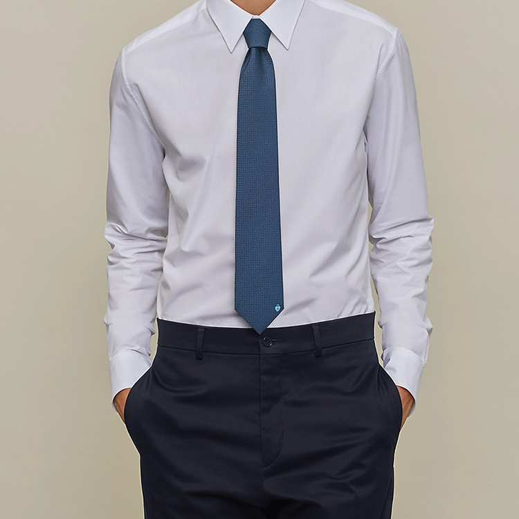 Lookbook エルメス メンズ シルクネクタイ 幸福の鍵 ダークブルー 鍵と錠デザイン H339315T-01