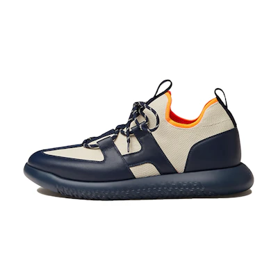 HERMES Knit Calfskin Sneaker 'Beige Blue'