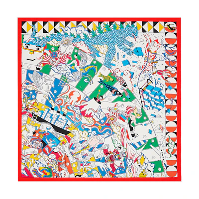 HERMES L'Epopee 70cm Red Silk Scarf H983793S-06