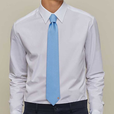 エルメス ラ・クレ・デュ・ボヌール シルクタイ スカイブルー アクセサリー H339315T-04 Lookbook エルメス ラ・クレ・デュ・ボヌール シルクタイ スカイブルー アクセサリー H339315T-04