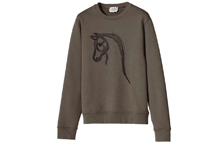 Hermes Lambskin Patchwork Crewneck Sweatshirt Brown Apparel H167540HA0L