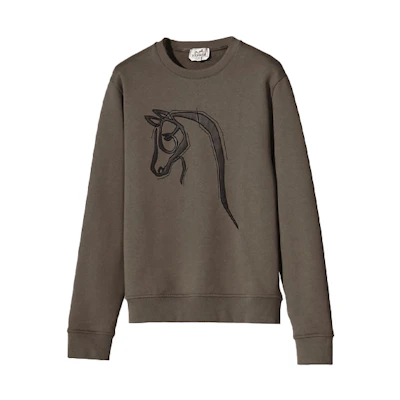 Hermes Lambskin Patchwork Crewneck Sweatshirt Brown Apparel H167540HA0L