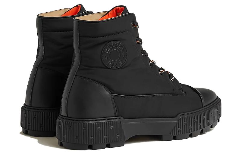 Shop HERMES Leather Ankle Boot 'Black Comfort Lace-Up' H222960Z-H03