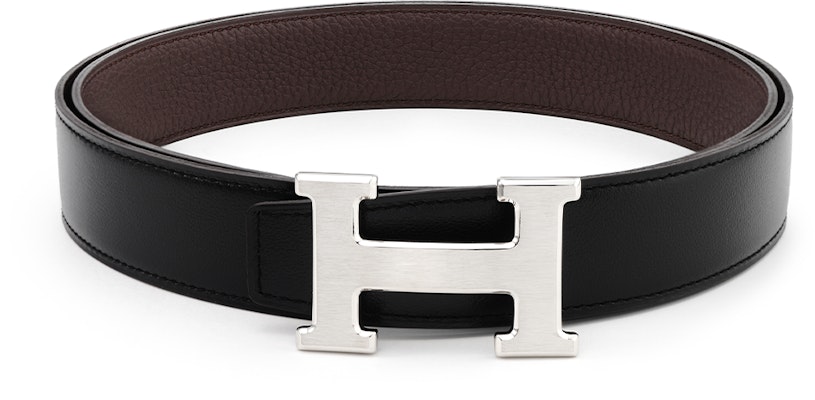 Cinturón de Cuero HERMÈS Negro/Chocolate 3.2cm con Hebilla Brillante y Mate. H064544CB86-H073967CAAB Order Cinturón de Cuero HERMÈS Negro/Chocolate 3.2cm con Hebilla Brillante y Mate. H064544CB86-H073967CAAB